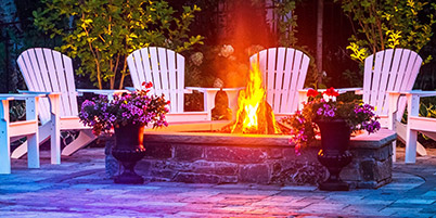 Paver Patio & Stone Fireplace
