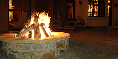 Paver Patio With Stone Fire Pit