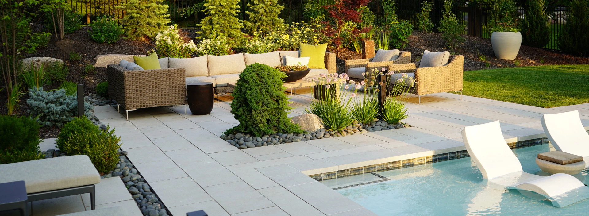Custom landscaping with built-in waterslide