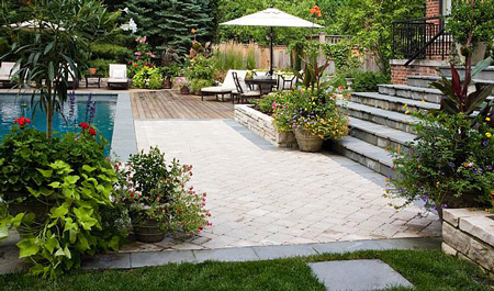 Custom Wood & Stone Pool Deck