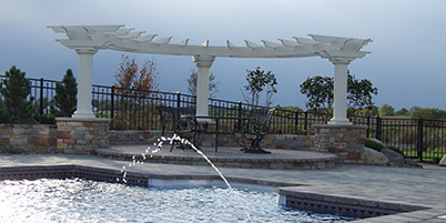 Custom Built White Pergola For Poolside Seating