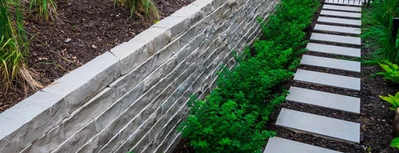Retaining Wall By Walkway